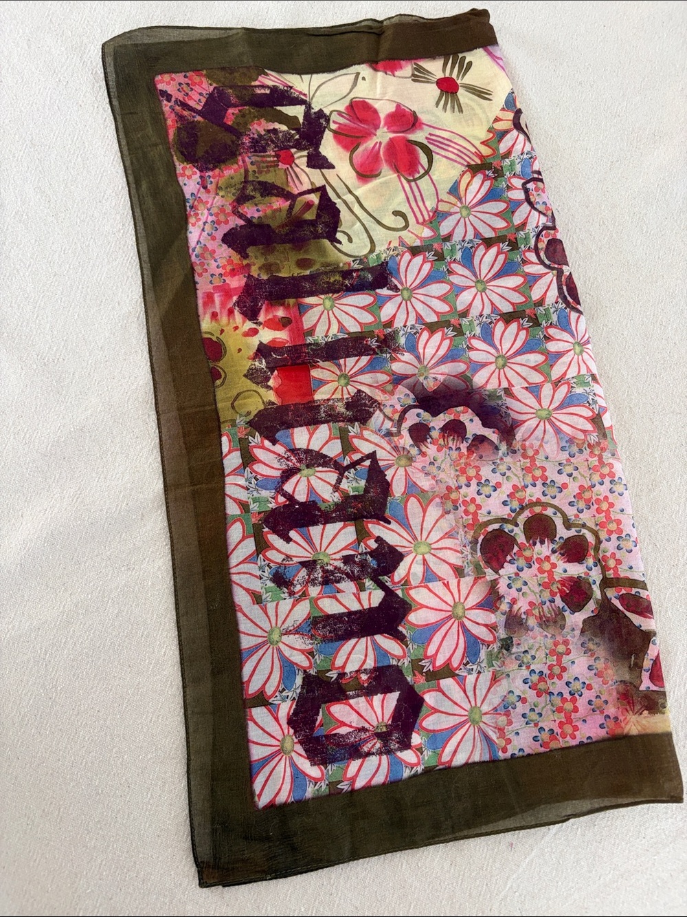 JOHN GALLIANO FLORAL COTTON SCARF